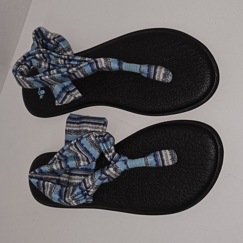 Sanuk Women's Yoga Sling 2 Print Vintage Sandal Blue Topaz Island Stripe Size 9 - Picture 3 of 16